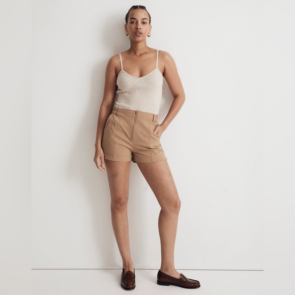 Madewell Shorts Women's Size Extra Small XS Khaki Zip-Front‎ Tapered High-Rise - Picture 3 of 10